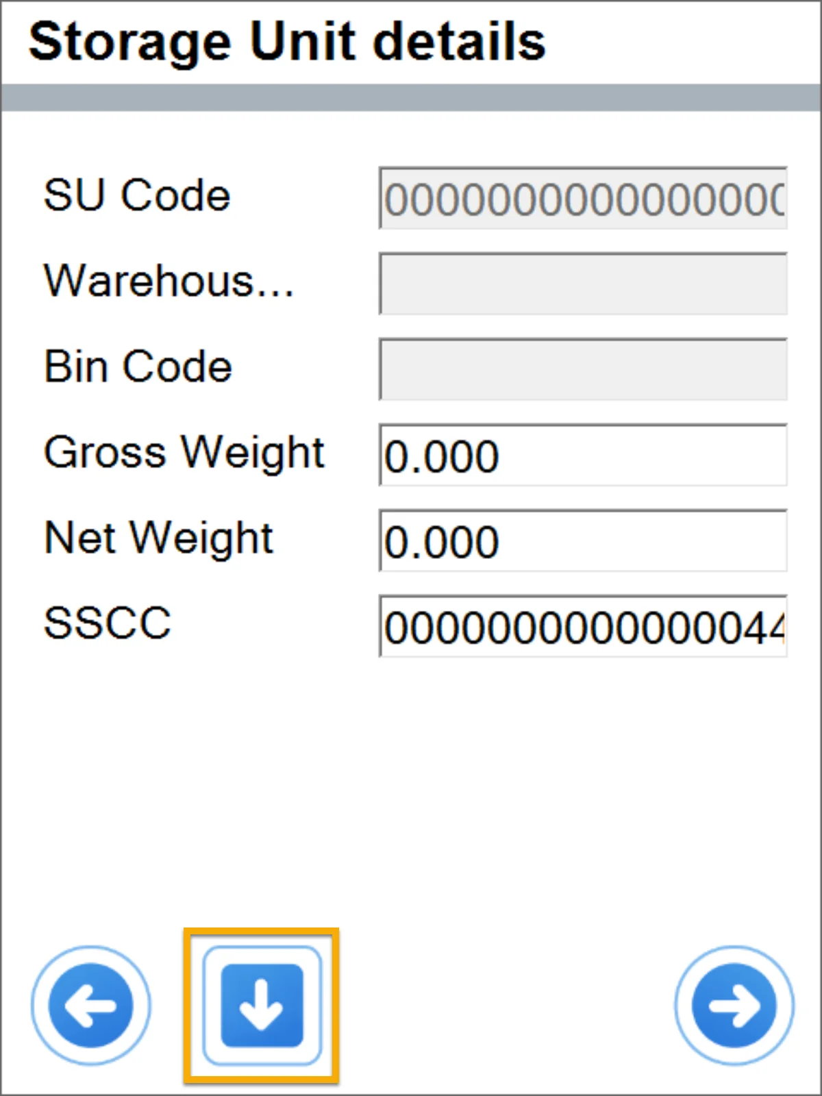 Storage Unit details