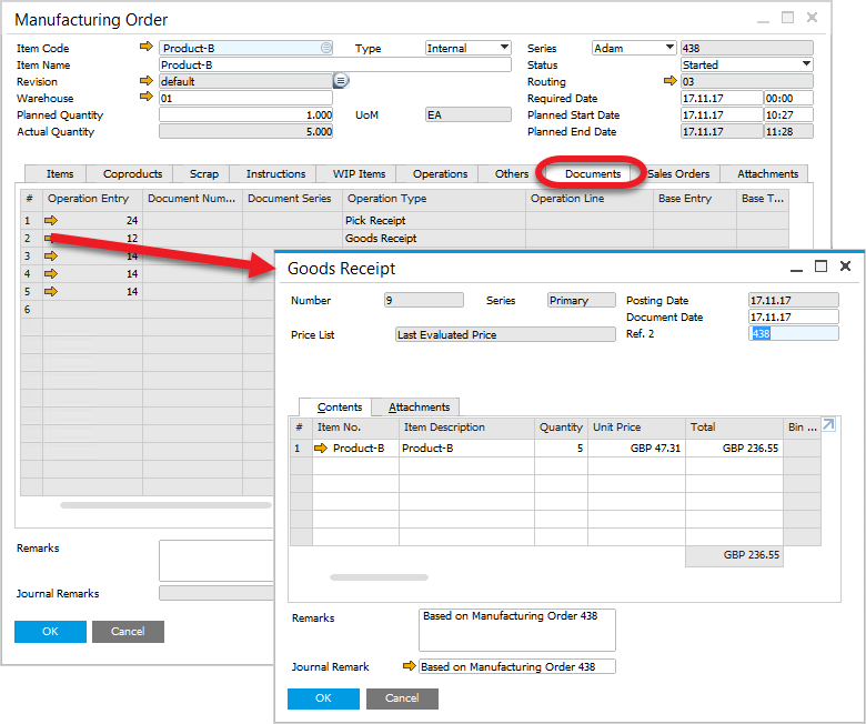 Pick Receipt for a Batch Managed Items