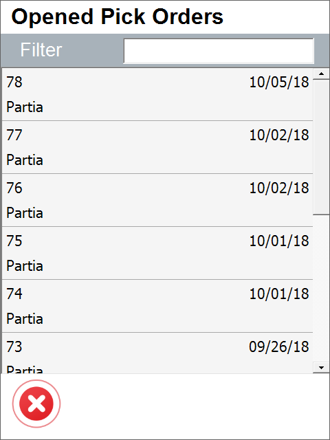 Opened Picked Orders Default Query