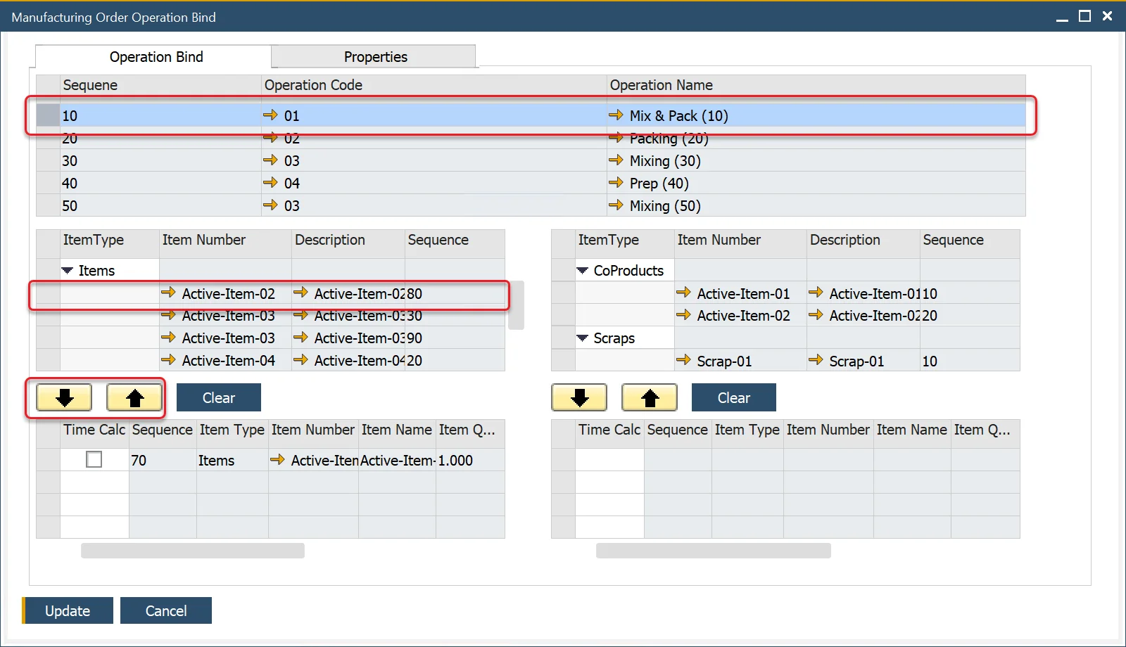 Manufacturing Order Operation Bind