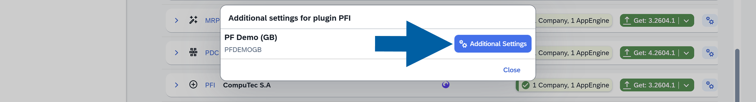 screen showing entering additional settings of the plugin