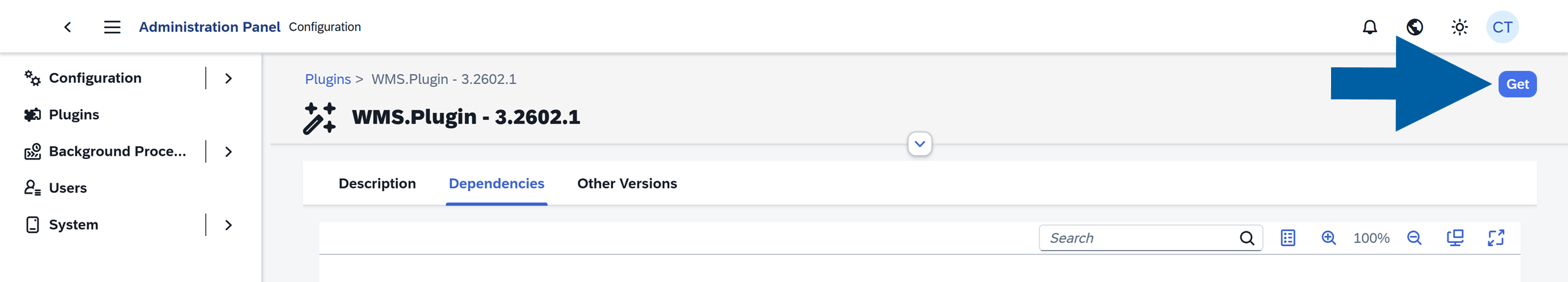 click get next to a chosen plugin version