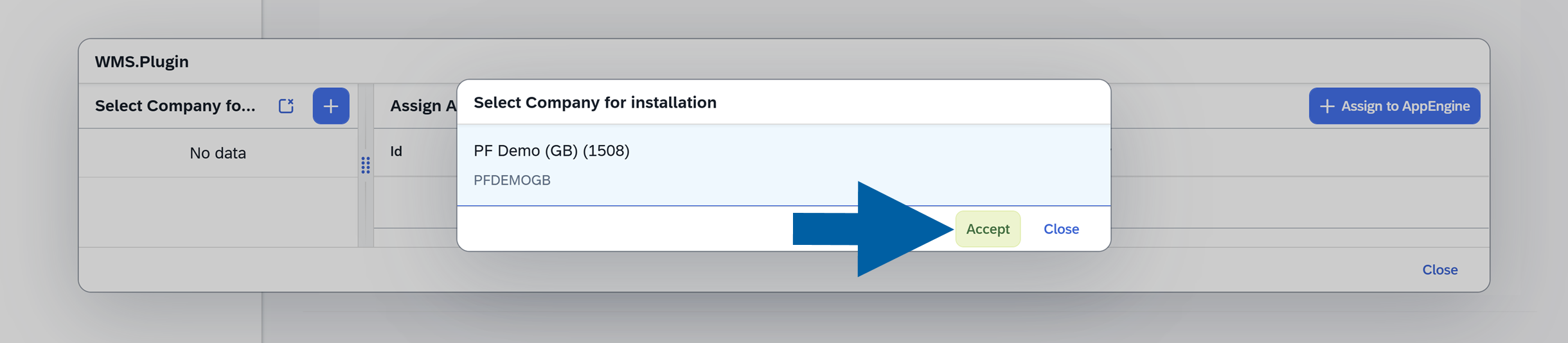 select company and click accept to install the plugin