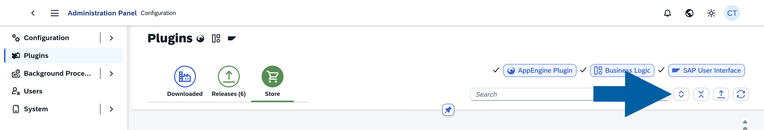 search field in the plugin store