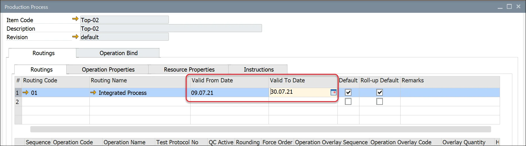 Production Process Validity