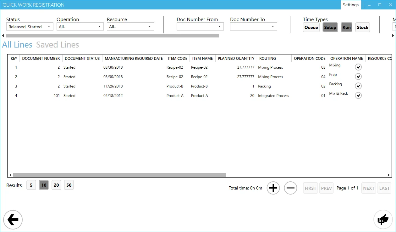 Quick Work Registration