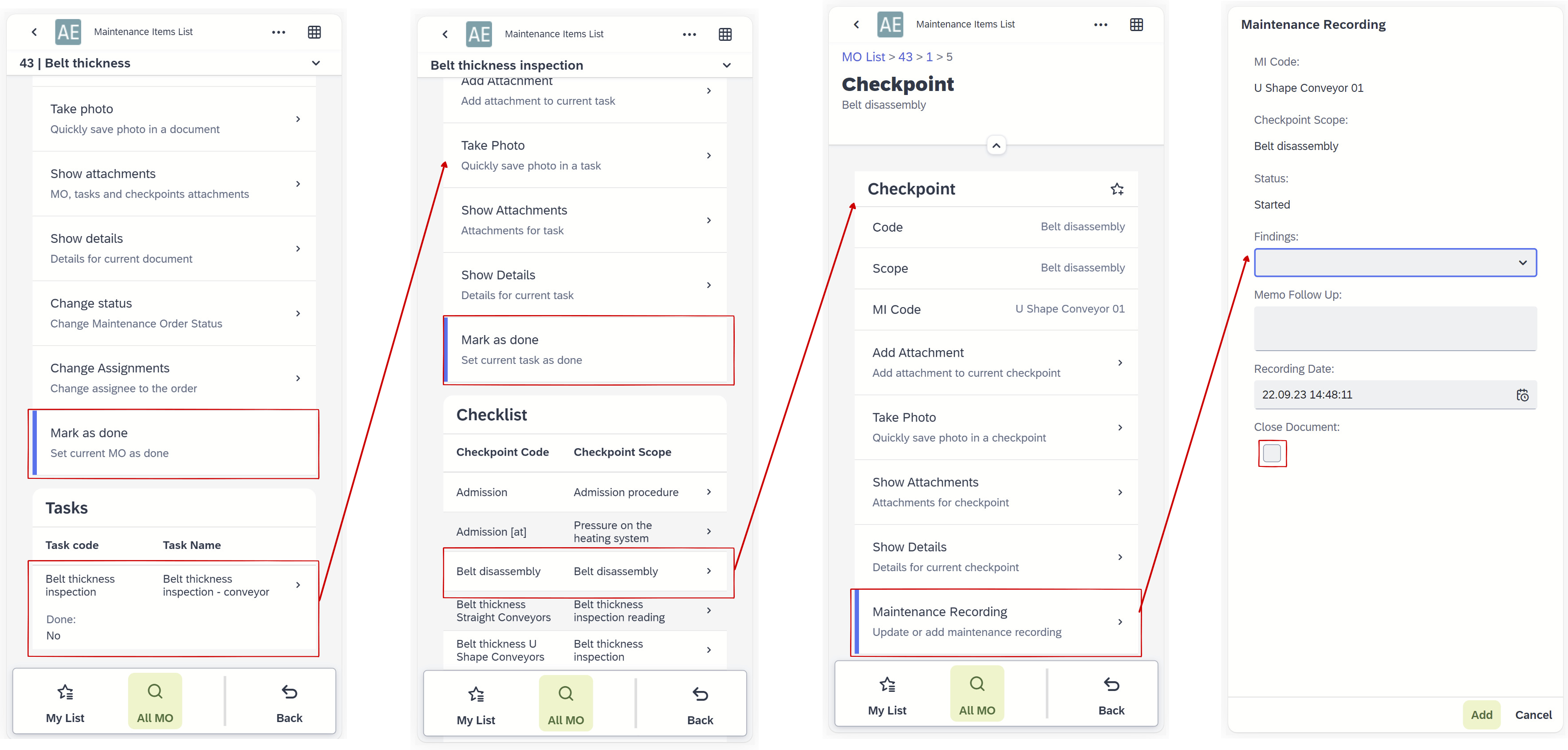 Plant Maintenance Mobile - MO Status Change