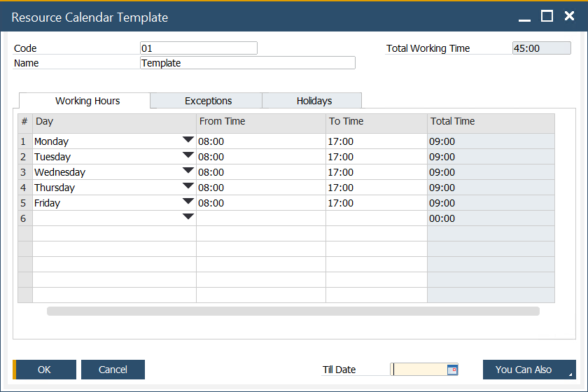 Resource Calendar Template