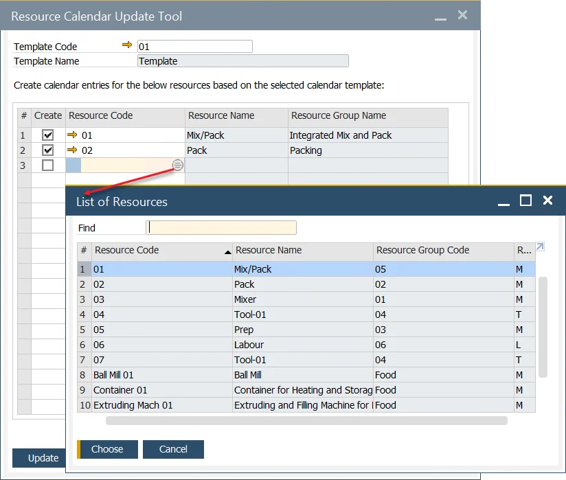 Resource Calendar Update Tool