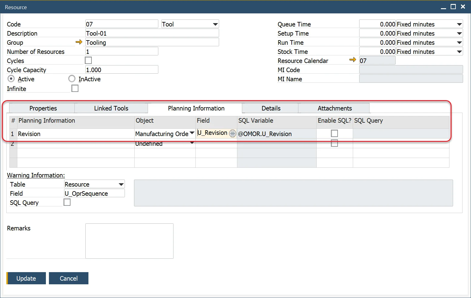 Resource Planning Data