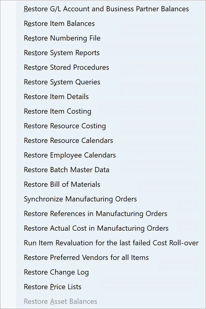 Restore List