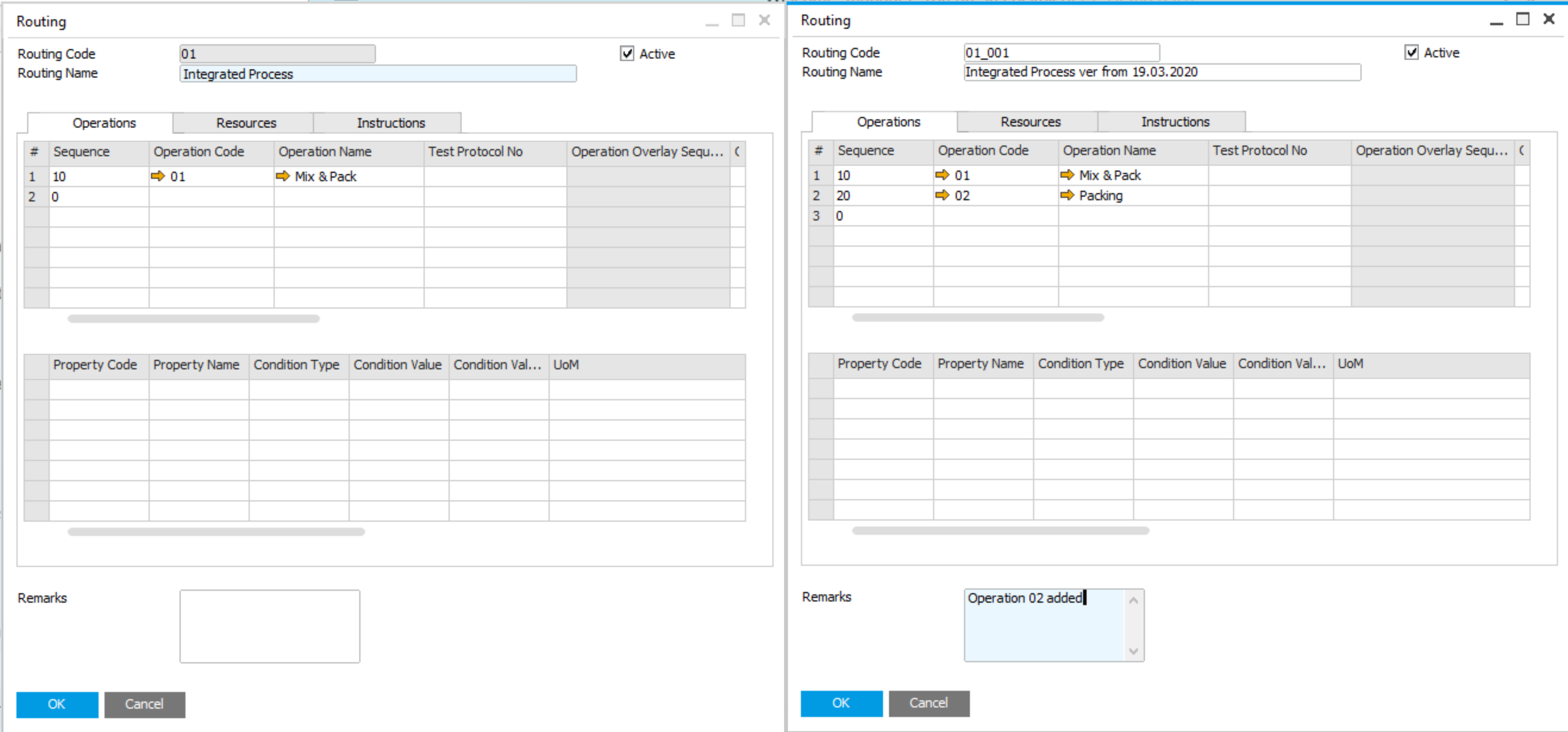 Routing changing for selected processes