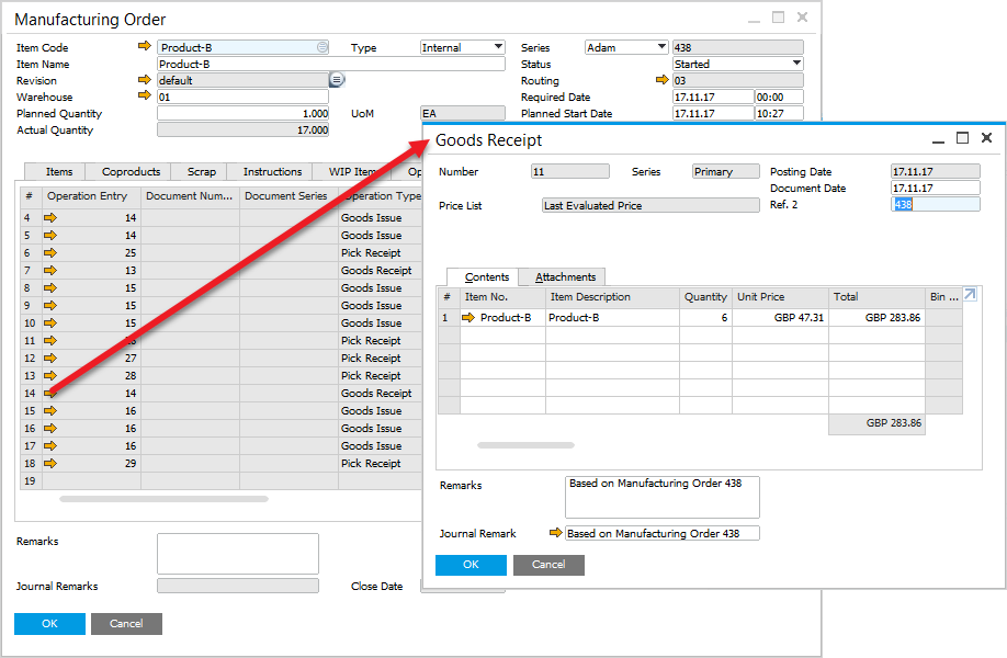 Pick Receipt for a Batch Managed Items