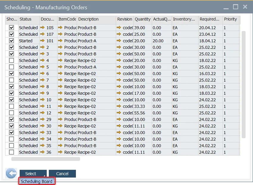 Scheduling Select