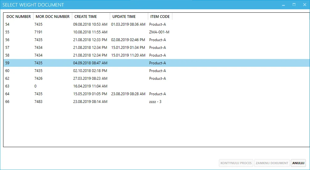 Select Weight Document