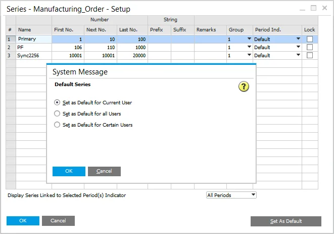 Manufacturing Order Setup