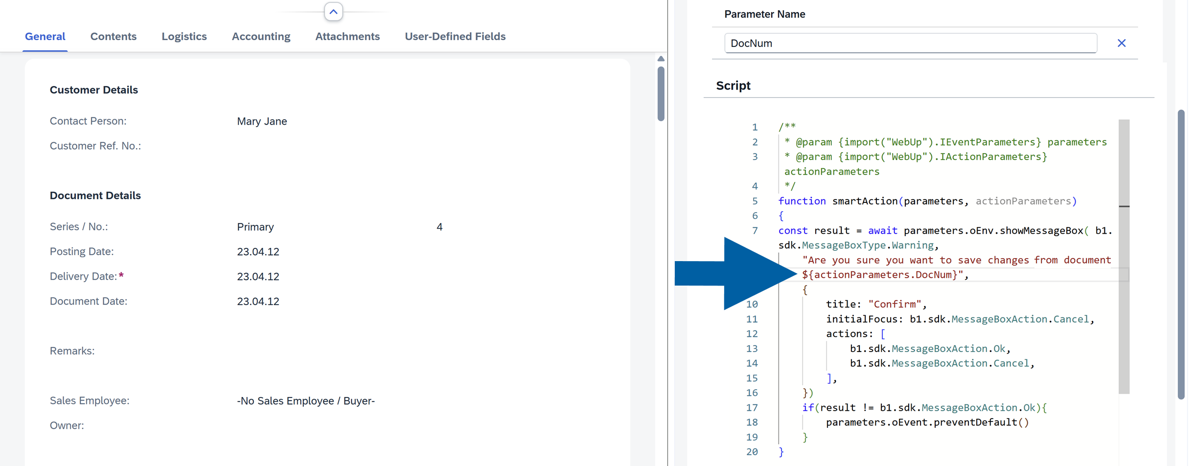 a screen showing navigation to smart actions tab in computec webup manager