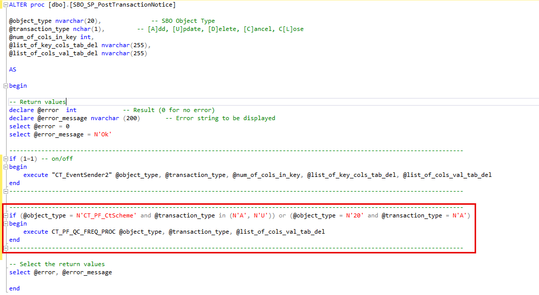 SQL Modification Example