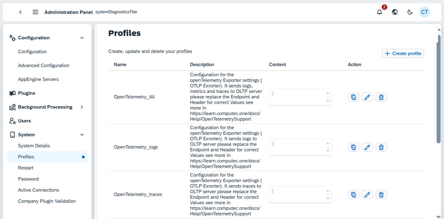 System Profiles