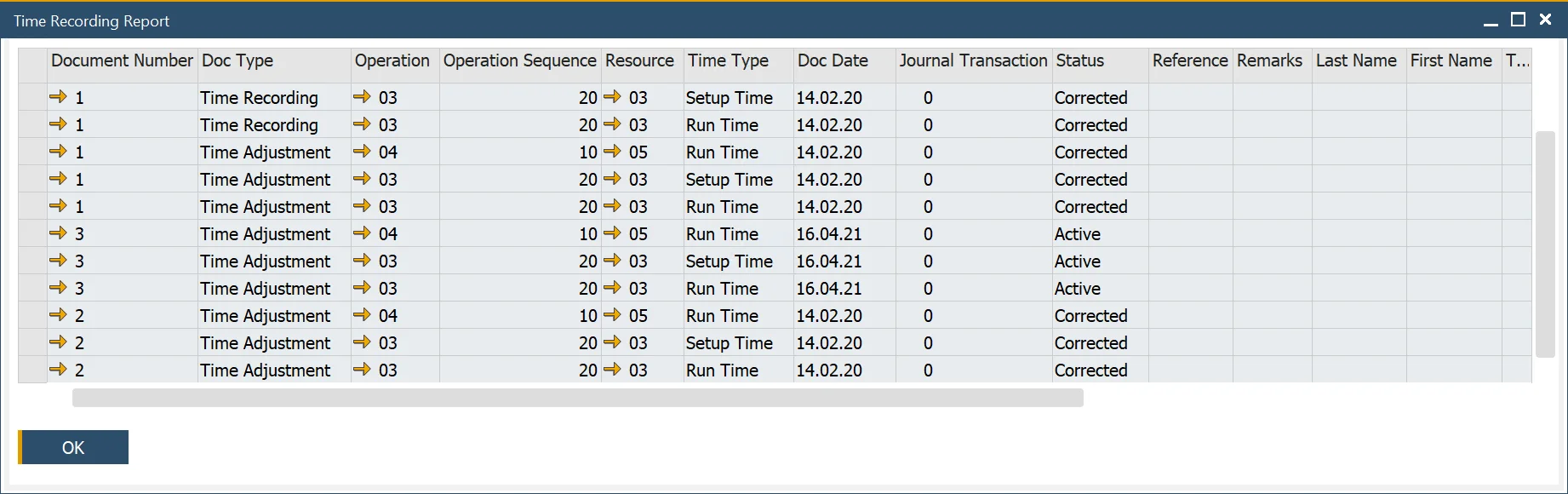 Time Recording Report