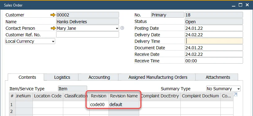 Sales Order UDF