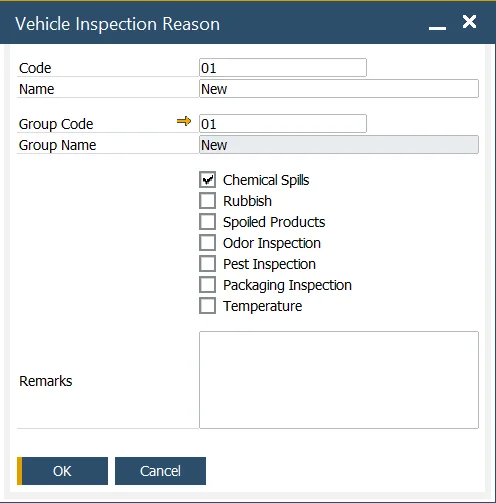 Vehicle Inspection Reason