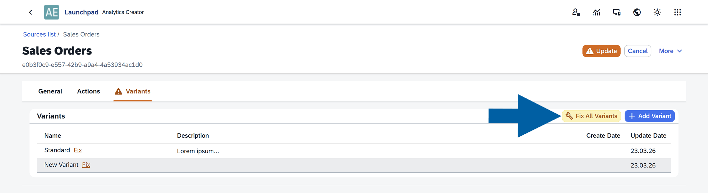 screen showing general tab