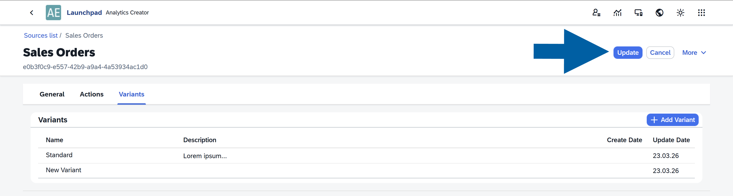 screen showing general tab