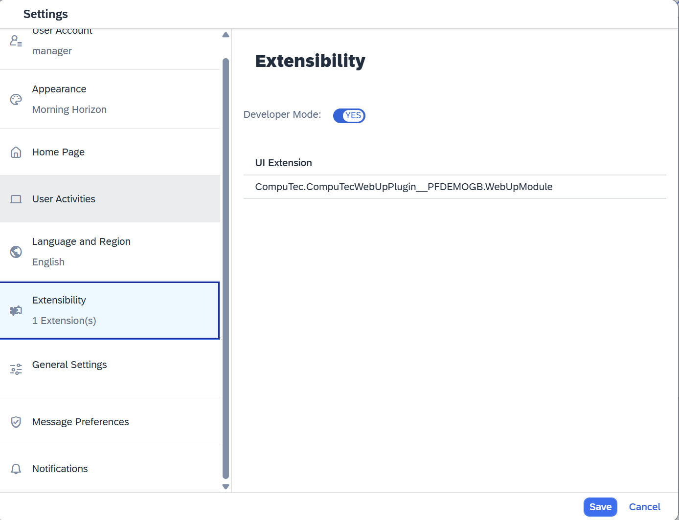 developer mode in SAP Web Client is enabled