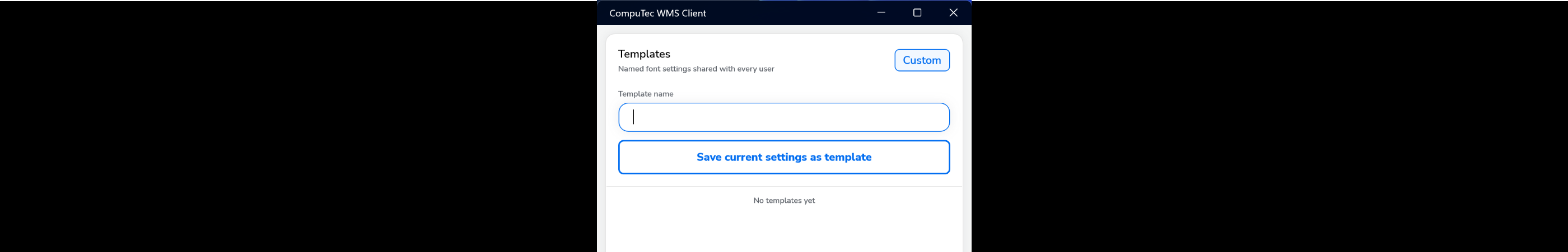 Template name field