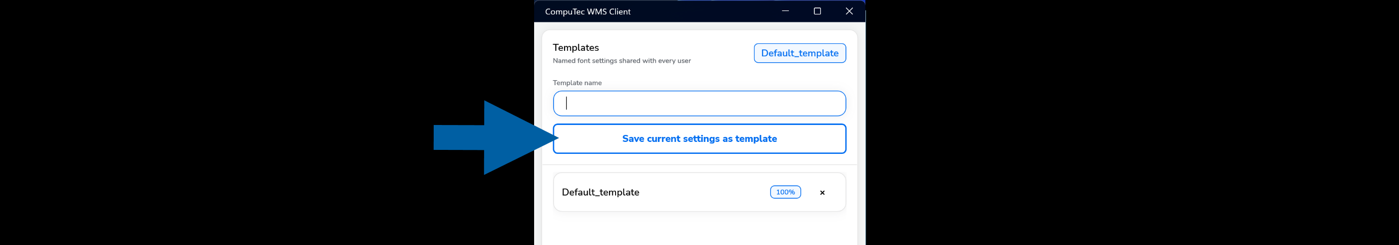Save current settings as template button