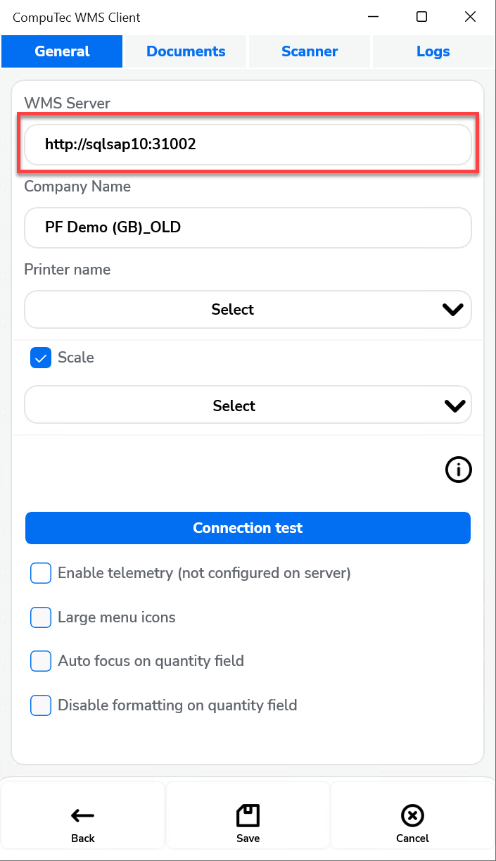 WMS Client Server Connection