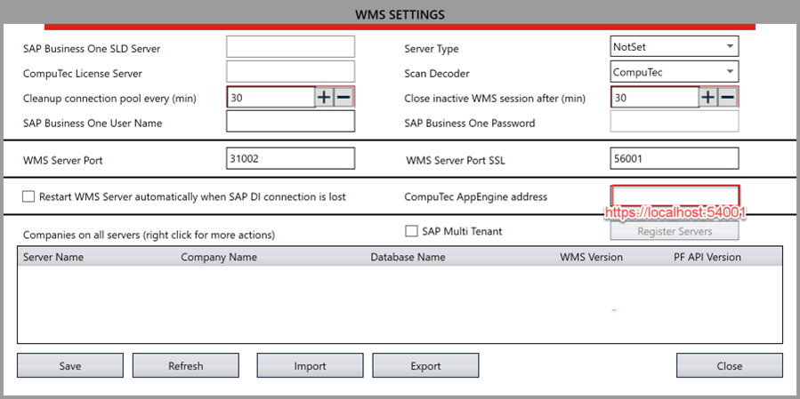 WMS Settings