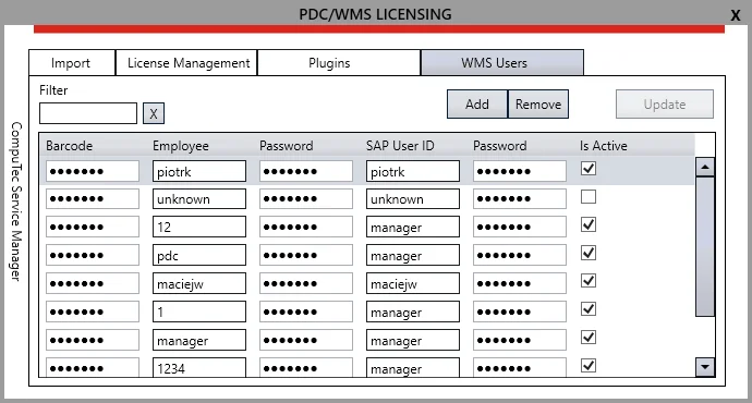 WMS Users Tab