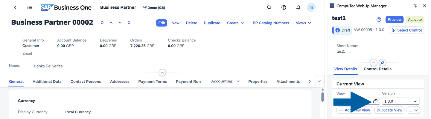 screen showing where to find the version history icon