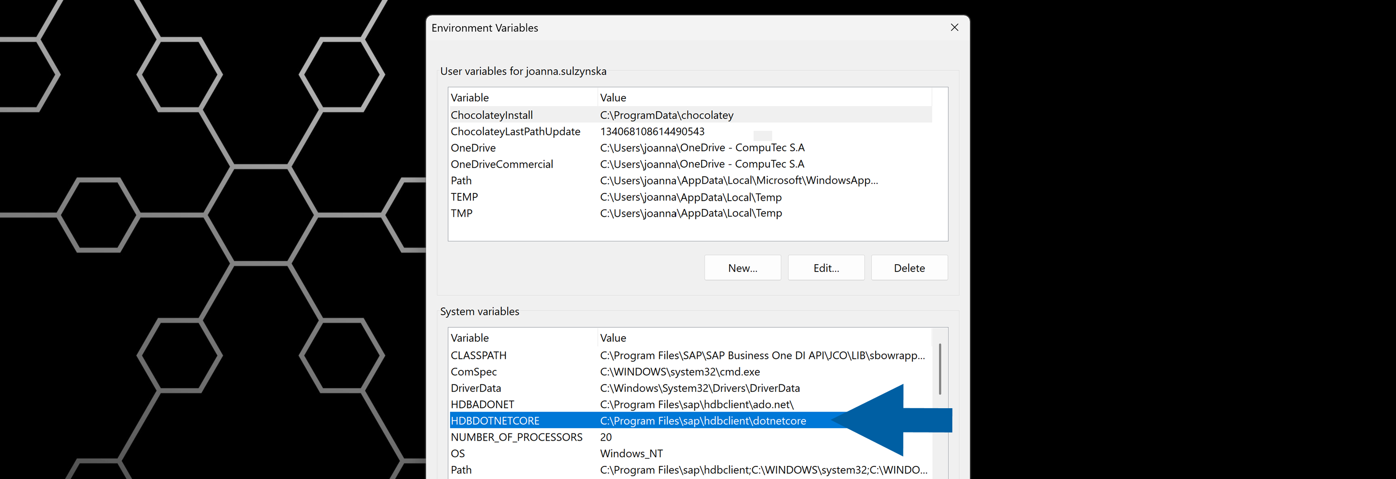 screen showing how to locate the path to the file