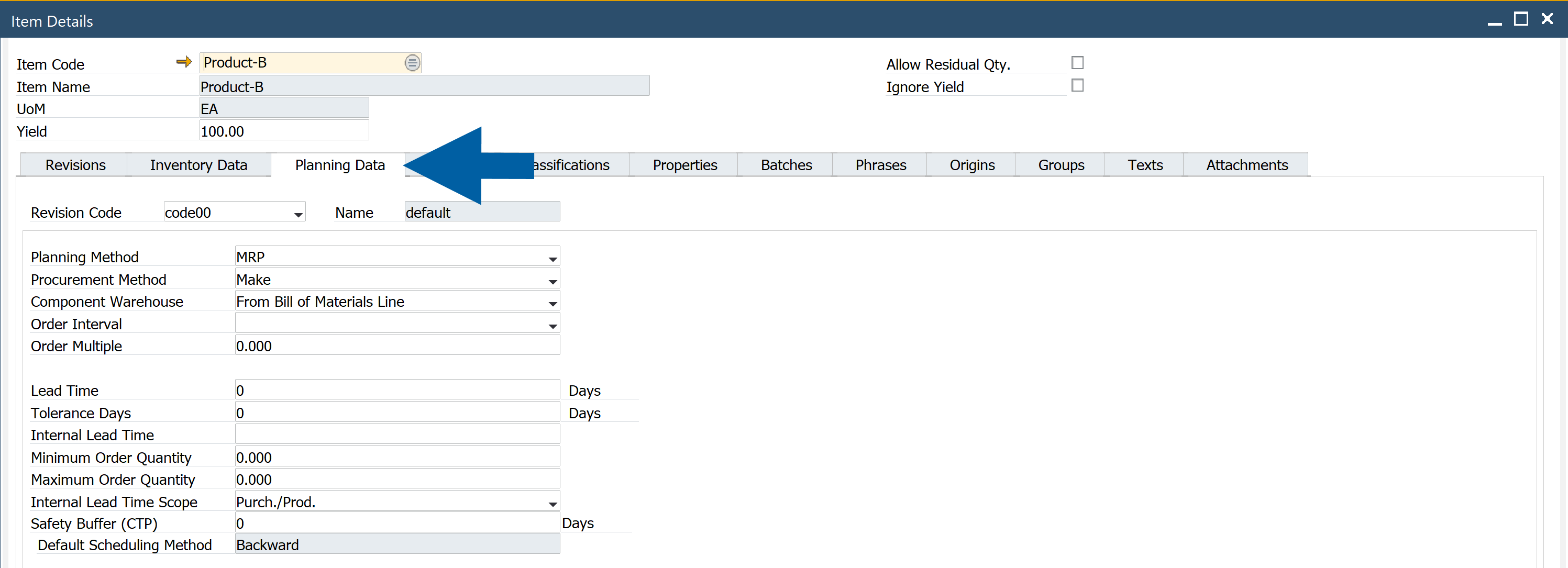 Safety buffer for an item revision in Item Details