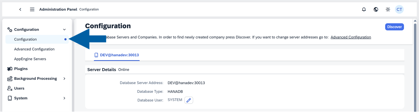 A help screen showing where to find the Configuration in AppEngine Administration Panel