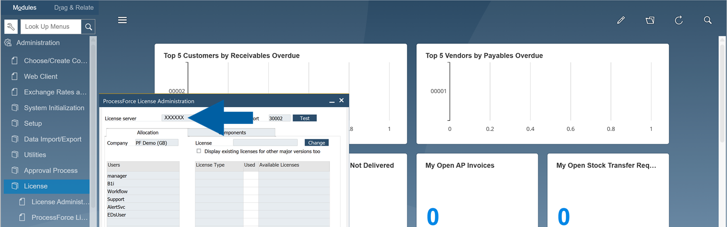 a screen showing where to find ct license server address