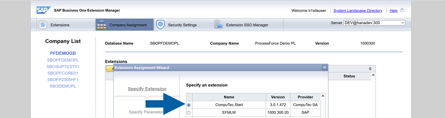A help screen showing how to choose the file and send it to the extension manager