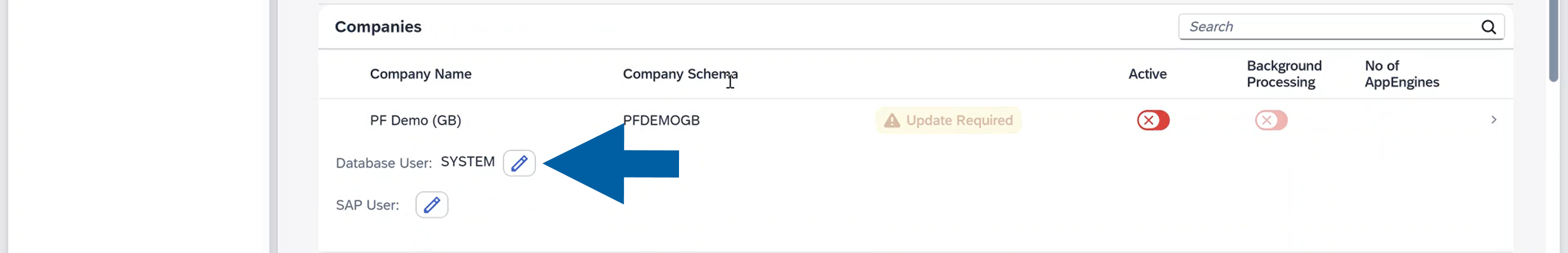 a screen showing adding database user credentials