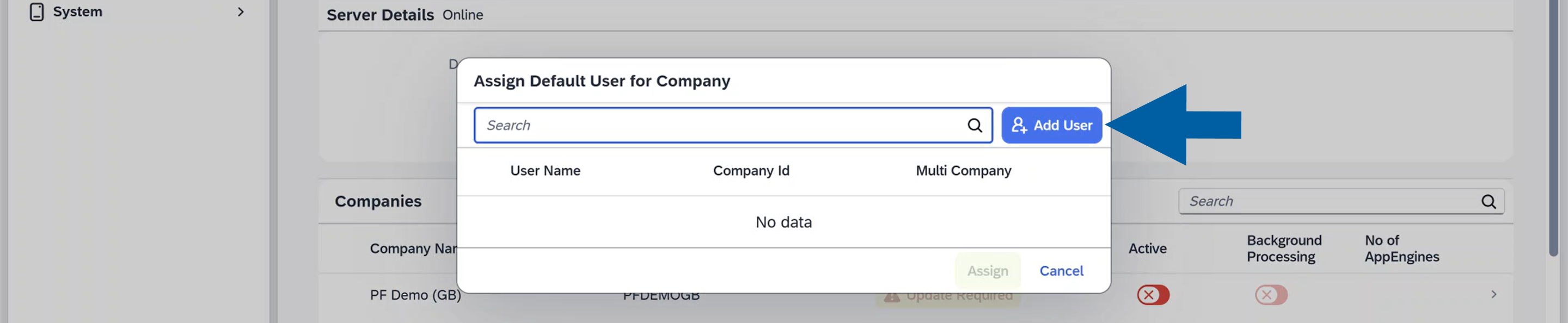 a screen showing adding a new user