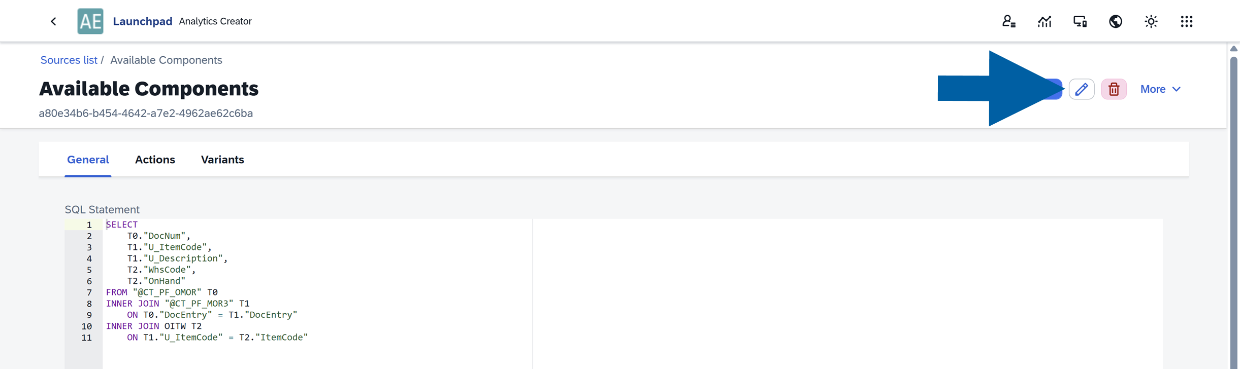 screen showing selecting an edit icon