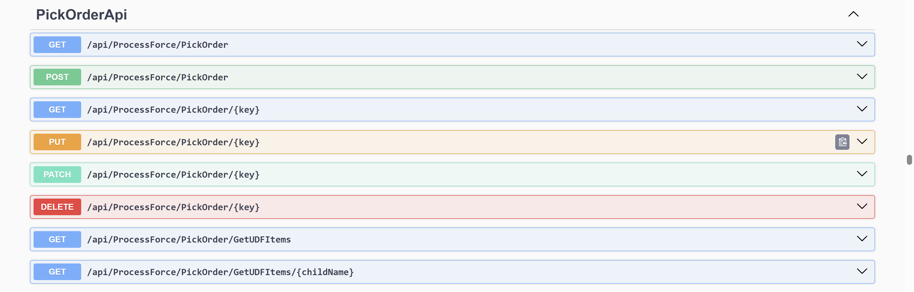 screen showing selecting a definiton for REST/ ODataAPI documentation