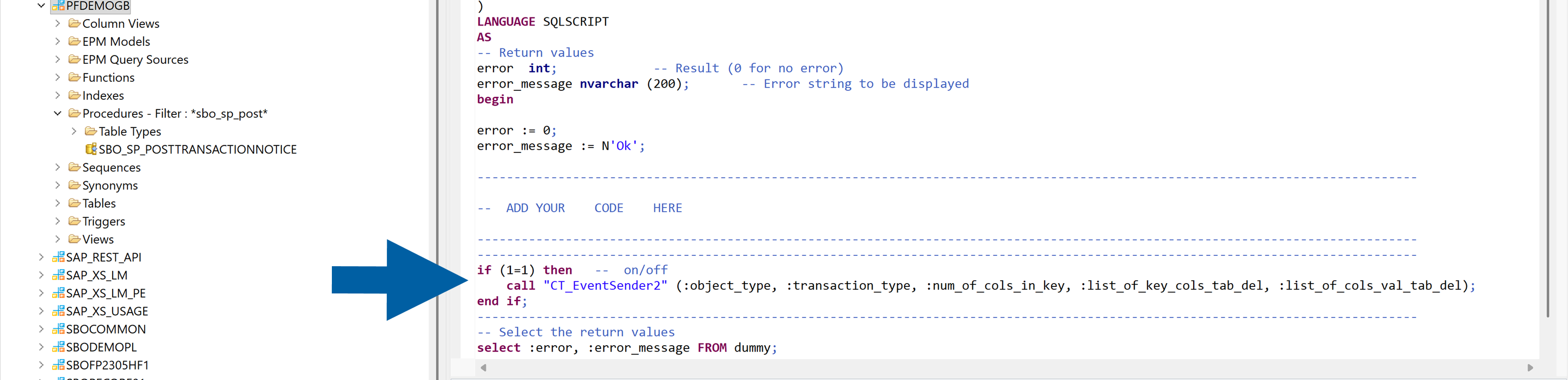 a screen showing pasting code snippet