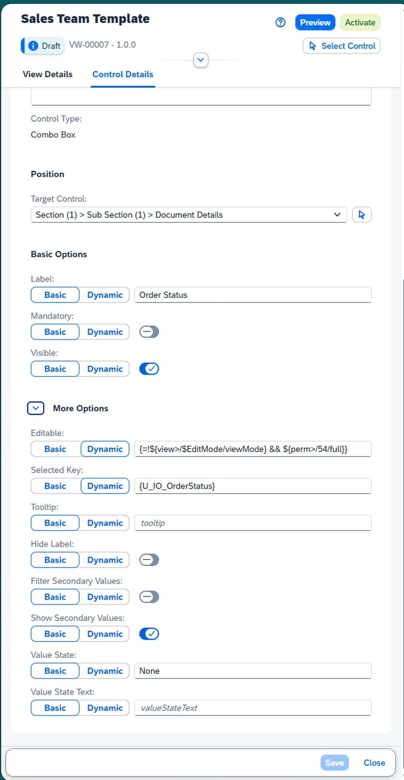 Side Panel Controls Details