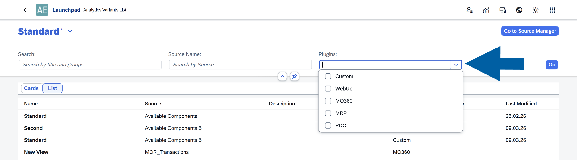screen showng available Plugins