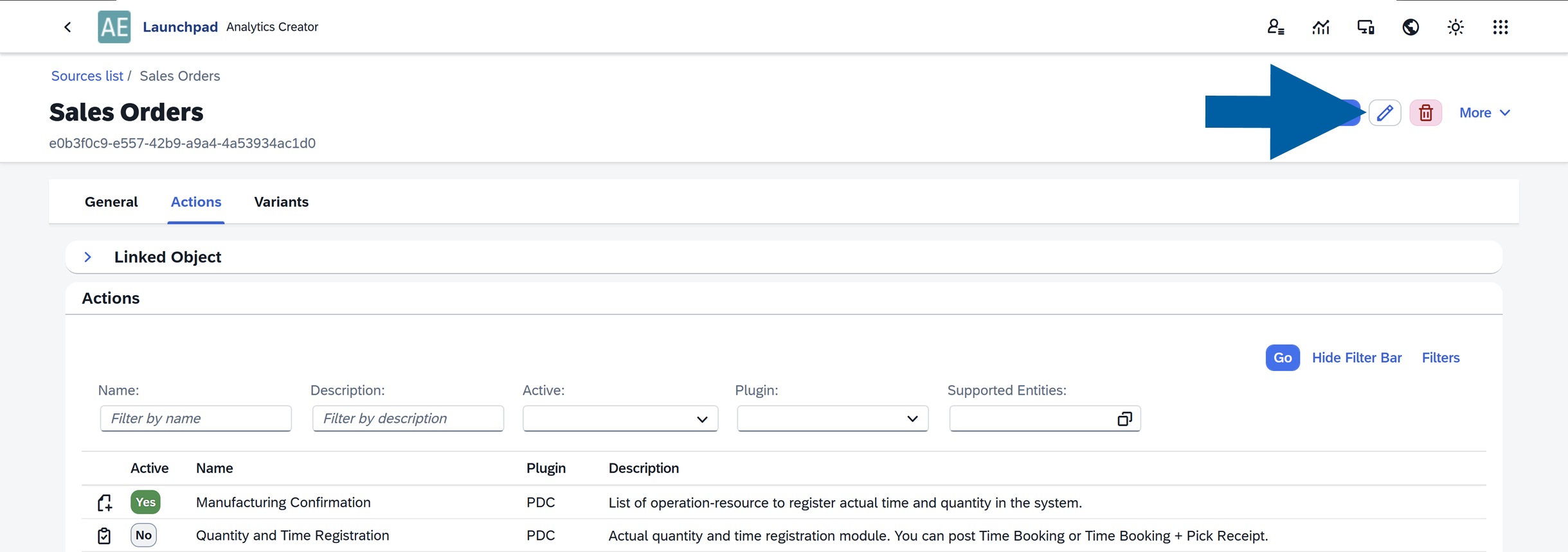screen showing general tab