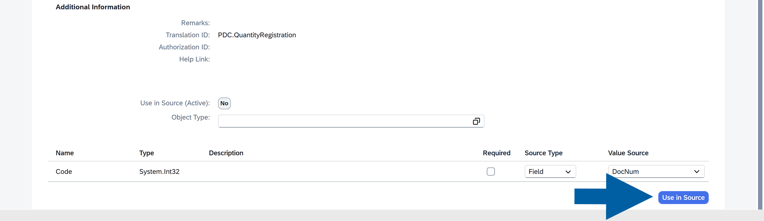 screen showing a form definitrion example