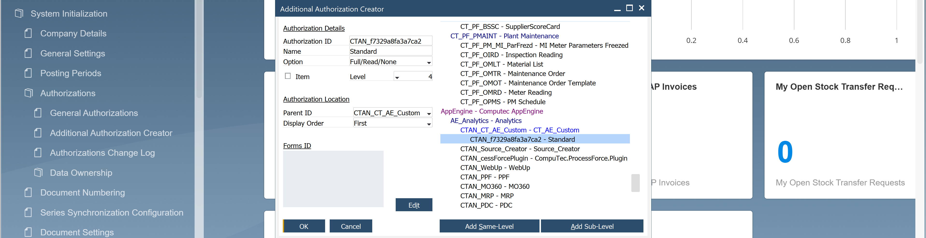 screen showing selecting a variant in sap b1